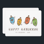 Happy Hanukkah Modern Dreidel Feiertagskarte<br><div class="desc">Design besteht aus Dreidel Spinnen Top Illustration. Name,  Gruß und Jahr hinzufügen</div>