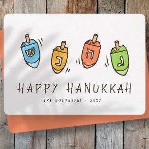 Happy Hanukkah Modern Dreidel Feiertagskarte