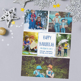Happy Hanukkah Modern Foto Collage Niedlich Blue C
