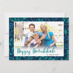 Happy Hanukkah Modern Script Foto Feiertagskarte