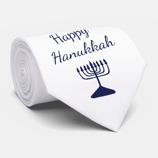 Happy Hanukkah Modern Simple Blue Menorah Krawatte (Gerollt)