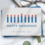 Happy Hanukkah Modern Simple Candle Lights Feiertagskarte<br><div class="desc">Das Design besteht aus einer modernen und einfachen Kerzenleuchte-Illustration. Name,  Gruß und Jahr hinzufügen</div>