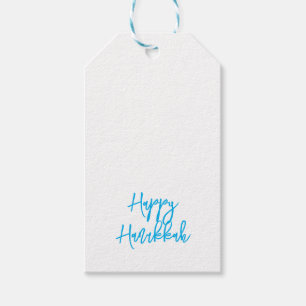 Happy Hanukkah Moderne Holiday Typografie Blau Geschenkanhänger