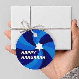 HAPPY HANUKKAH Moderner Swirl Star von David Custo Geschenkanhänger