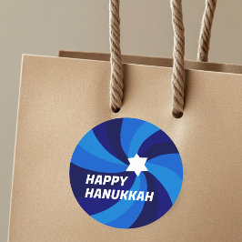 HAPPY HANUKKAH Moderner Swirl Star von David Custo Runder Aufkleber