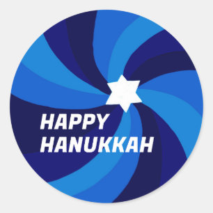 HAPPY HANUKKAH Moderner Swirl Star von David Custo Runder Aufkleber