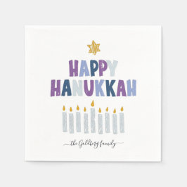 Happy Hanukkah Monogram Party Napkins Serviette