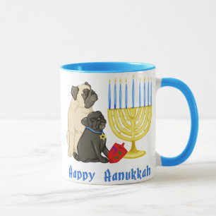 Happy Hanukkah Möpsen und Menorah Tasse