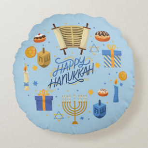 Happy Hanukkah Niedlich Rundes Kissen