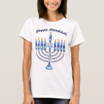 Happy Hanukkah Niedlicher Cartoon Menorah jüdisch T-Shirt<br><div class="desc">Zeigen Sie der Welt Ihren Hanukah-Stolz mit einem zeitgenössischen,  niedlichen jüdischen T - Shirt-Design von PopQTstudio. Dieses Tee zeichnet sich durch ein spielerisches Design eines Cartoon Menorah mit fröhlichen kawaii Kerzen überragt. Ein tolles Geschenk für Ihre jüdischen Freunde und Familie. Für Sonderbestellungen,  schreiben Sie mir auf Zazzle</div>