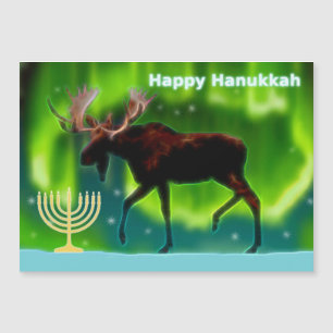 Happy Hanukkah - Northern Lights Elche Magnetkarte