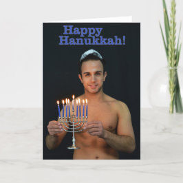 Happy Hanukkah - On shirtless Feiertagskarte