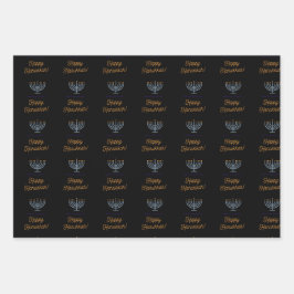 Happy Hanukkah Packblätter 3 verschiedene Designs Geschenkpapier Set