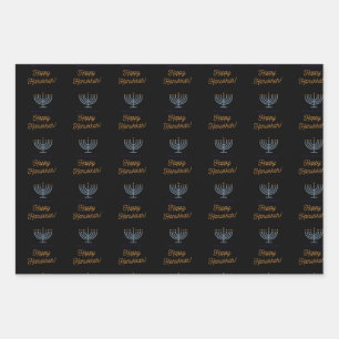 Happy Hanukkah Packblätter 3 verschiedene Designs Geschenkpapier Set