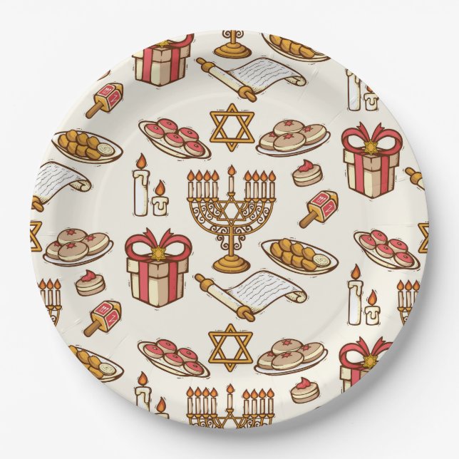 Happy Hanukkah Papierplatte Pappteller (Vorderseite)