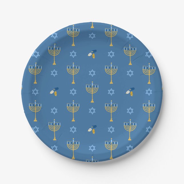 Happy Hanukkah Papierplatte Pappteller (Vorderseite)