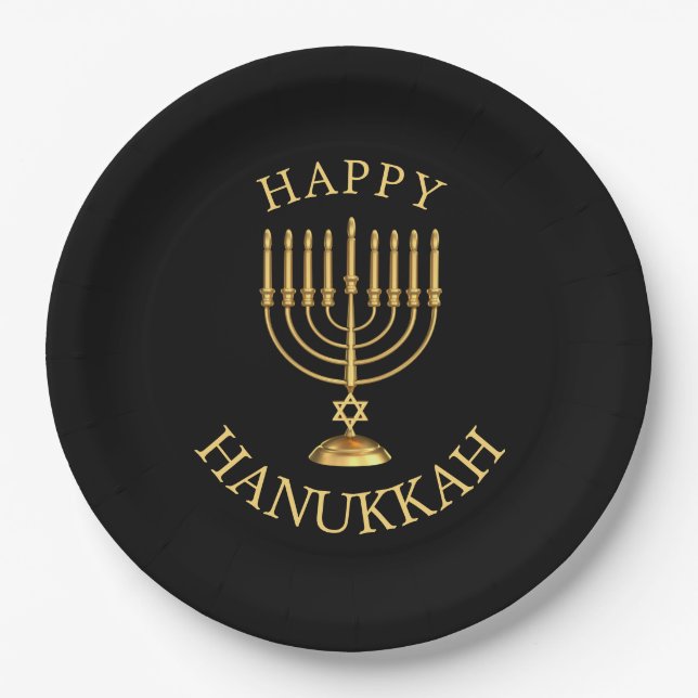 Happy Hanukkah Pappteller (Vorderseite)