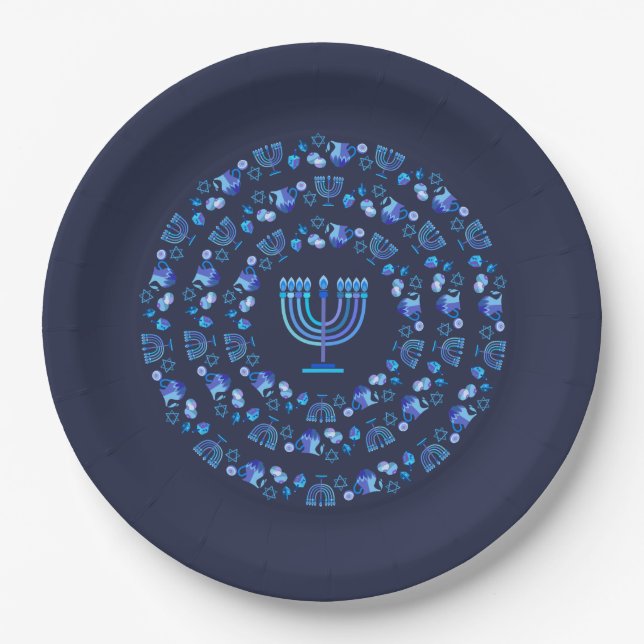 Happy Hanukkah Party Beautiful Blue Decoration Pappteller (Vorderseite)