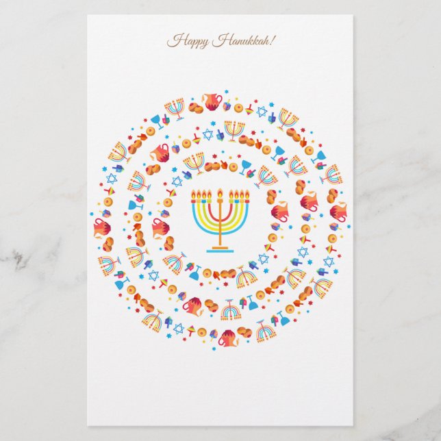 Happy Hanukkah Party Festival Moon and Stars Briefpapier (Vorderseite)