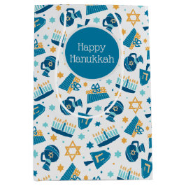 Happy Hanukkah Pattern Geschenktasche Mittlere Geschenktüte