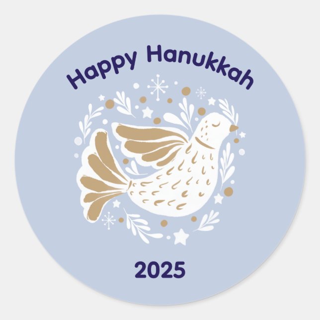 Happy Hanukkah Peace Dove 2025 Sticker (Vorderseite)