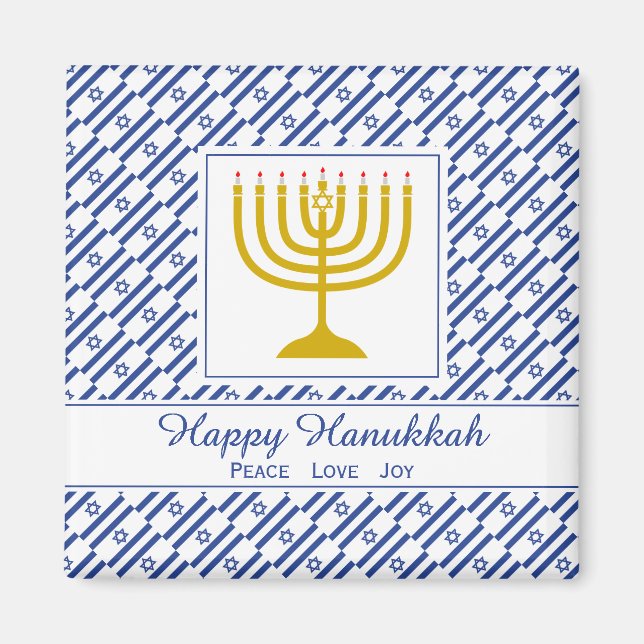 HAPPY HANUKKAH Peace Liebe Freude Anpassbarer Kühl Magnet (Vorne)