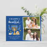 Happy Hanukkah Peace Liebe Lights Stars 2 Foto Feiertagskarte<br><div class="desc">Senden Sie Ihre Wünsche mit dieser Holiday Foto-Karte,  die ein Atemberaubendes Hanukkah-Script und jüdische Feiertagssymbole enthält,  um Ihre Grußbotschaft zu markieren.</div>