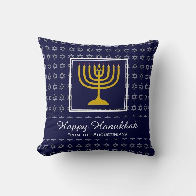 HAPPY HANUKKAH Personalisiert BLUE Star David Kissen (Vorderseite)