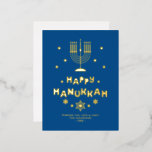 "Happy Hanukkah" personalisiert Folien Feiertagspostkarte<br><div class="desc">Personalisierte Happy Hanukkah Karten.</div>