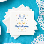 "Happy Hanukkah" Personalisiert Serviette<br><div class="desc">Personalisiertes Happy Hanukkah Design.</div>