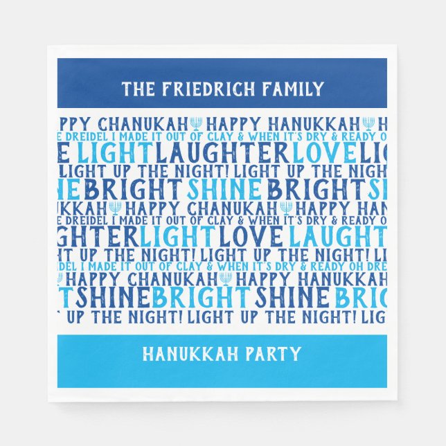 HAPPY HANUKKAH Personalisierter Urlaub wünscht Serviette (Vorderseite)