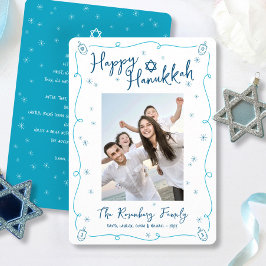 Happy Hanukkah Photo Hand Drawn Cute Custom Note Feiertagskarte