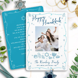 Happy Hanukkah Photo Hand Drawn Doodles Your Note Feiertagskarte