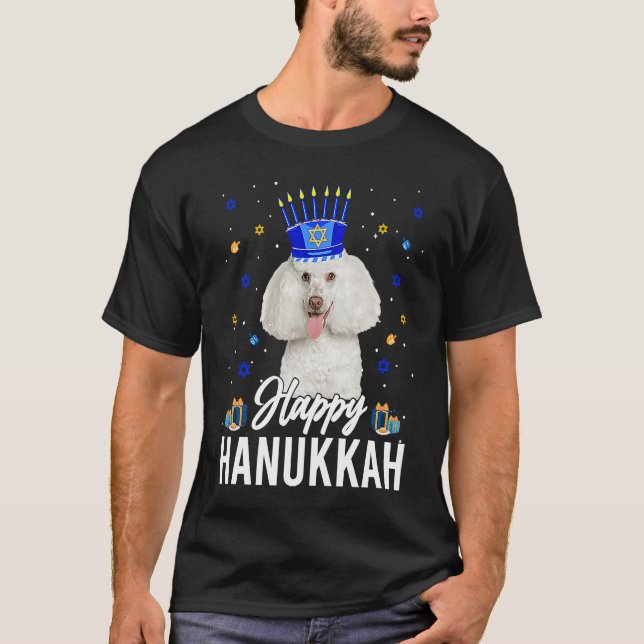 Happy Hanukkah Poodle Menorah Hat Jewish Hanukkah  T-Shirt (Vorderseite)