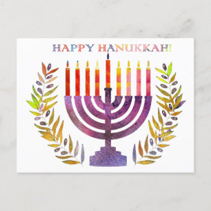 Happy Hanukkah Postcard Feiertagspostkarte