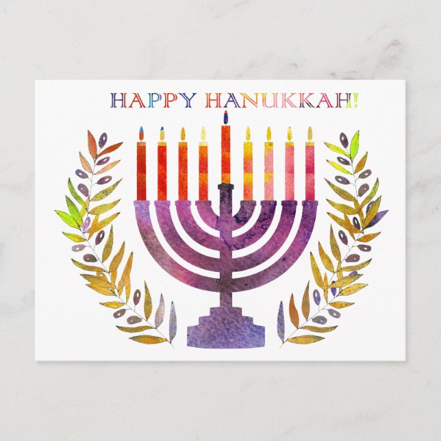 Happy Hanukkah Postcard Feiertagspostkarte (Vorderseite)