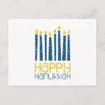 Happy Hanukkah Postkarte<br><div class="desc">Diese Hanukkah-Kerzen machen Ihre Dekoration perfekt.  Perfekt für Handtücher oder Tischsets.</div>