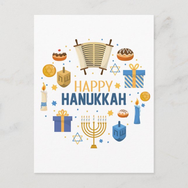 Happy Hanukkah Postkarte (Vorderseite)