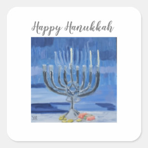 Happy Hanukkah Quadratischer Aufkleber