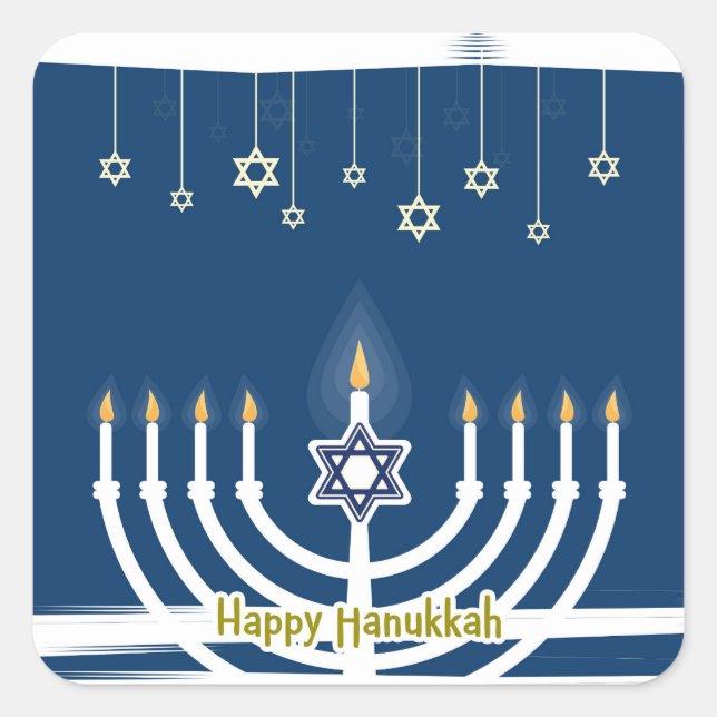 Happy Hanukkah Quadratischer Aufkleber (Vorderseite)