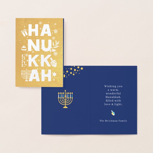 Happy Hanukkah Real Foil Card Folienkarte (Anzeige)