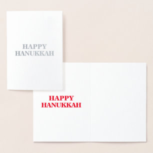 Happy Hanukkah, Red int Buchstaben - silber / gold Folienkarte