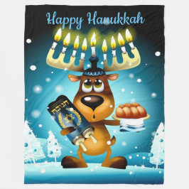 Happy Hanukkah Reindeer Fleecedecke