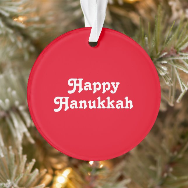 "Happy Hanukkah" Rot-Weiß-Feier Ornament (Baum)