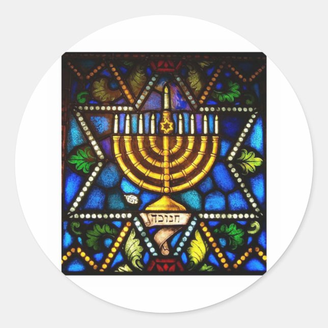 HAPPY HANUKKAH RUNDER AUFKLEBER (Vorderseite)