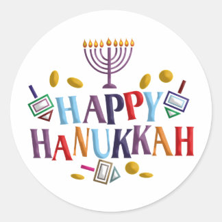 Happy Hanukkah Runder Aufkleber