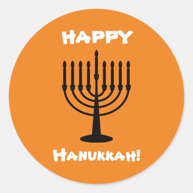 Happy Hanukkah Runder Aufkleber (Vorderseite)