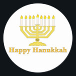 Happy Hanukkah Runder Aufkleber<br><div class="desc">Ein lustiger Weg,  um den Urlaub von Hanukkah zu feiern!</div>
