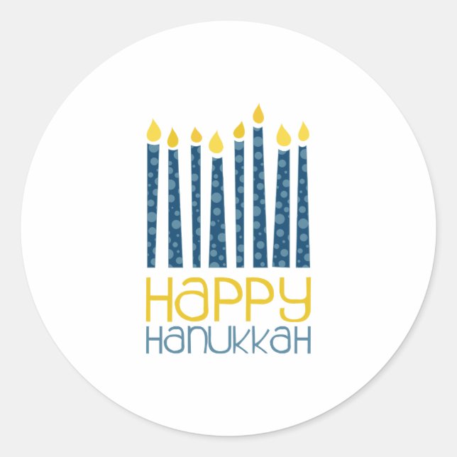 Happy Hanukkah Runder Aufkleber (Vorderseite)