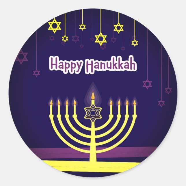 Happy Hanukkah Runder Aufkleber (Vorderseite)